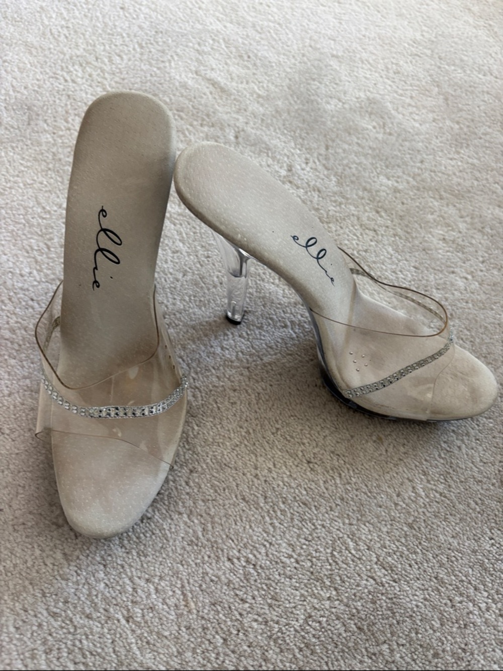 Ellie Clear Rhinestone Mules
